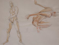 ""Nacktstudie #2", Aquarell und Graphit auf Papier