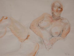 „“Nacktstudie“, Aquarell und Graphit auf Papier