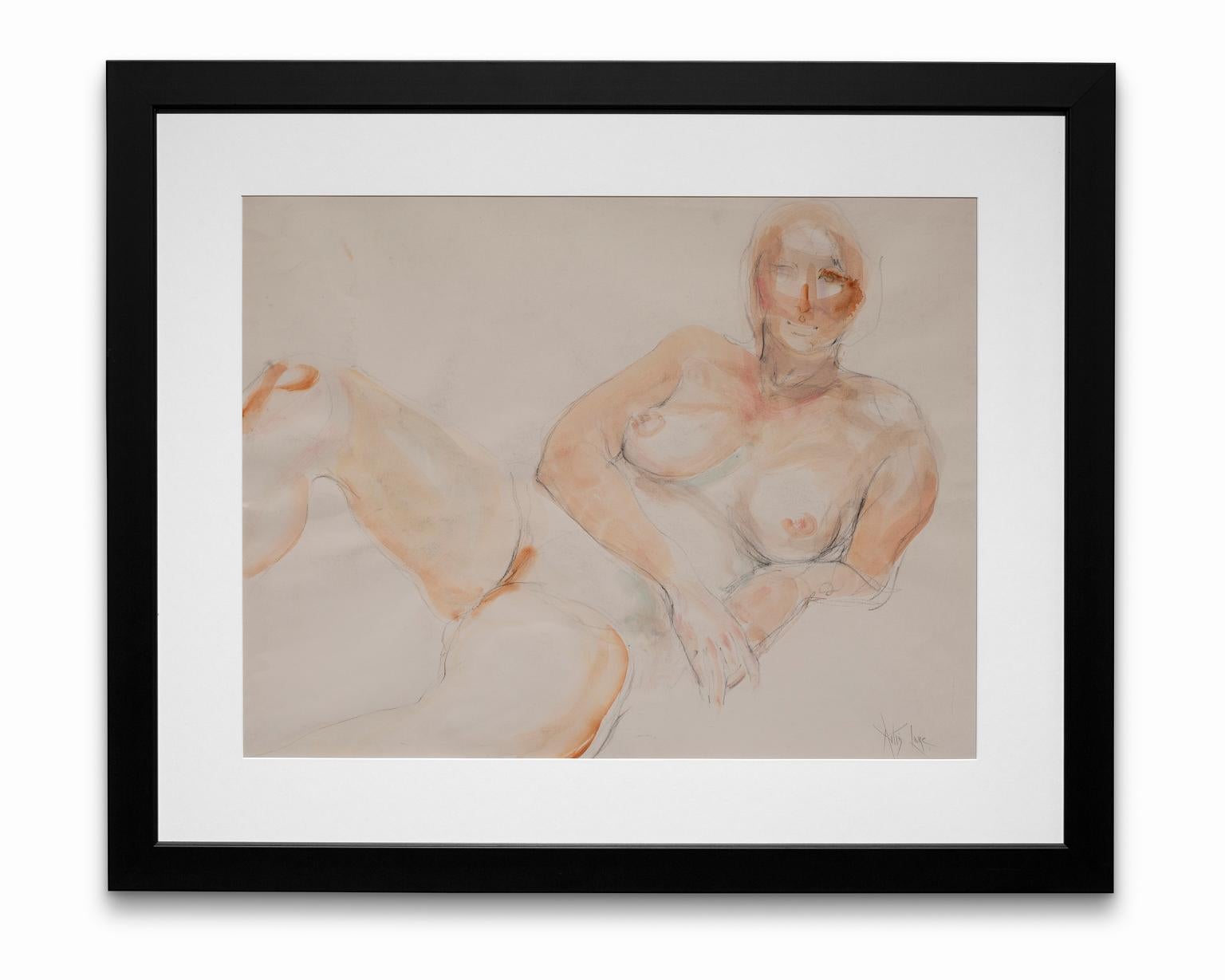 Artis Lane Nude Painting - "Nude Study", Watercolor and Graphite on Paper