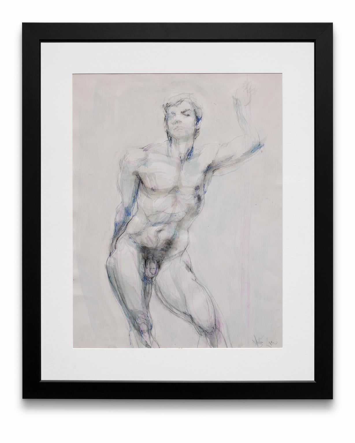 Artis Lane Nude Painting - "Standing", Mixed Media on Paper