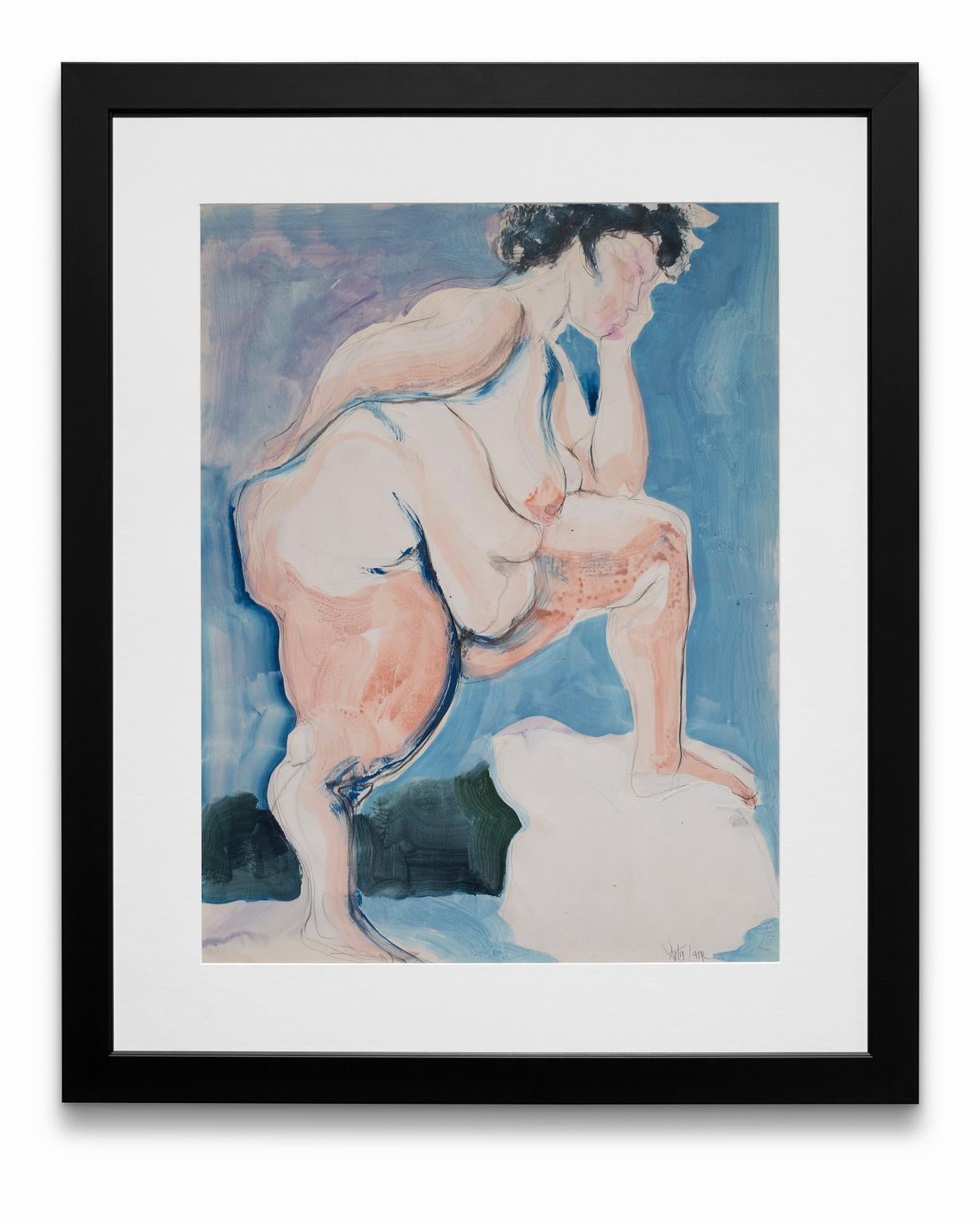 Artis Lane Nude Painting - "Untitled #2", Acrylic and Graphite on Paper