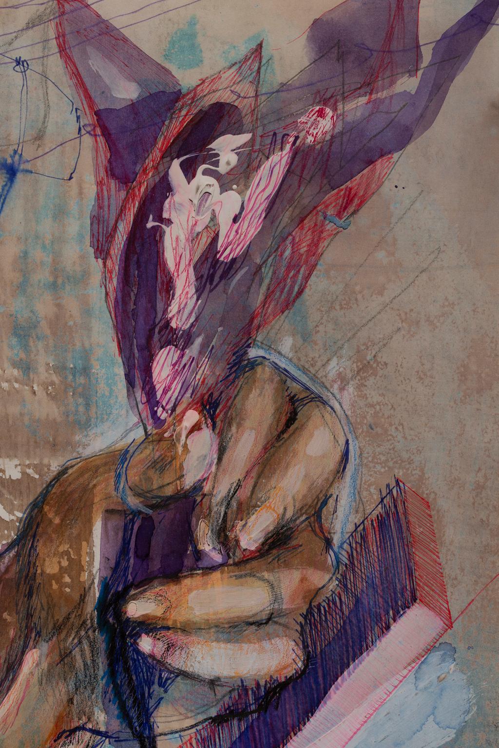 Questa tecnica mista su carta dell'artista fondamentale Artis Lane è una delle tante immagini di modelli della sua lunga e illustre carriera. Il soggetto è un braccio steccato che tiene in mano quello che sembra essere un bouquet. Artis Lane, nei