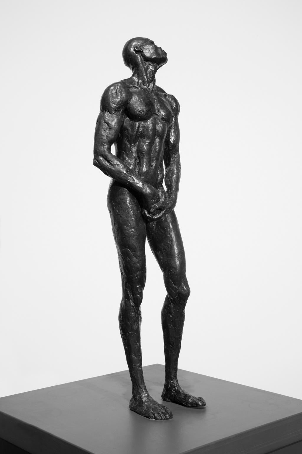 « Première homme »  Sculpture masculine nue en bronze à patine noire - Noir Nude Sculpture par Artis Lane