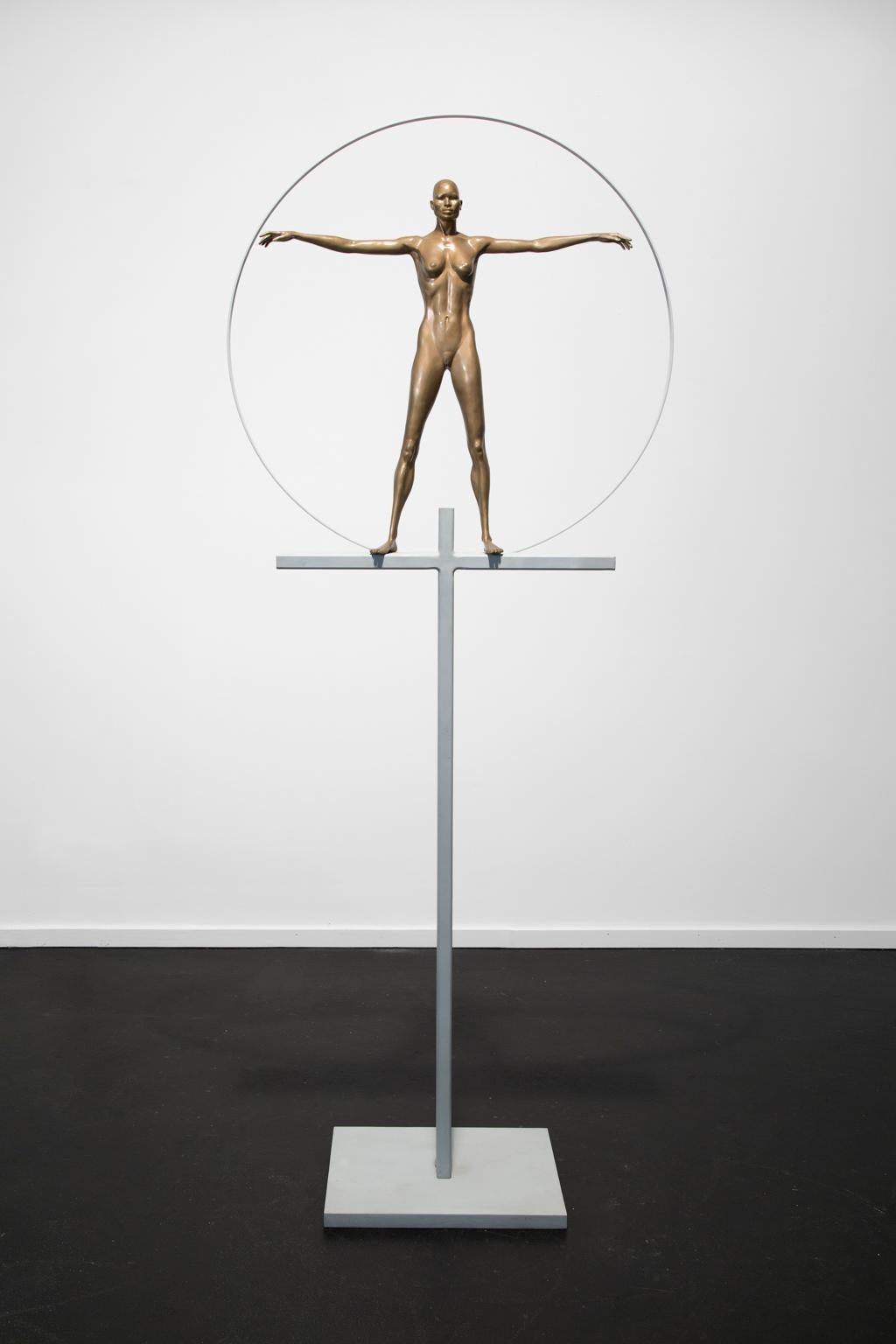 "New Woman" Bronze, Frontal Nude Female, Figurative Sculpture 
