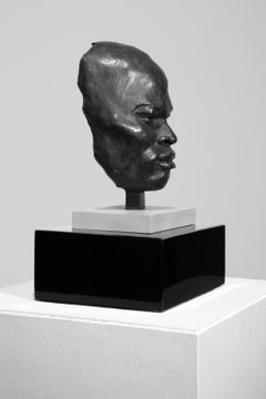 "Nubian Mask" Male, Head, Sculpture, Bronze