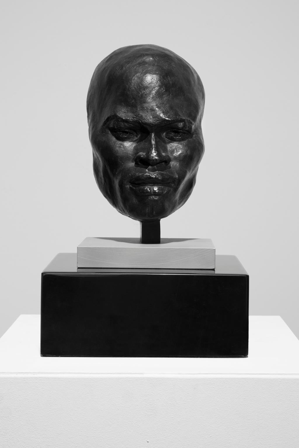 Artis Lane Figurative Sculpture - "Nubian Mask" Male, Head, Sculpture, Bronze