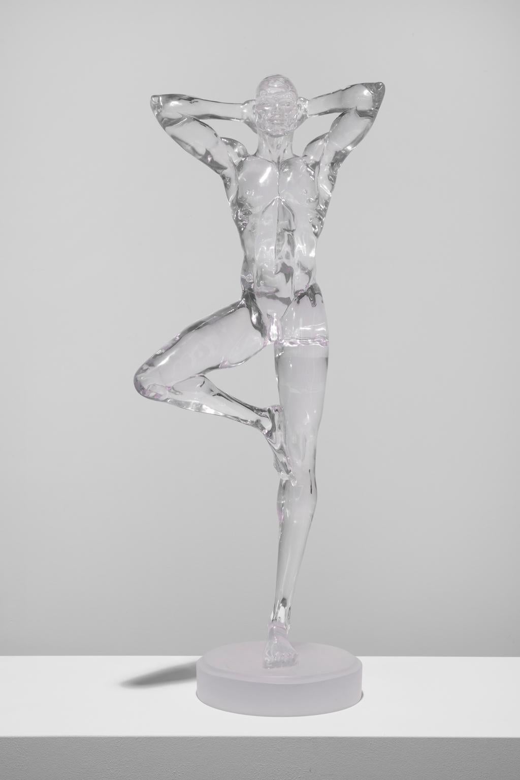 Nude Sculpture Artis Lane - "Spiritual Man" Sculpture masculine figurative debout, nu, kalonite transparent