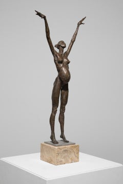 "Wise Virgin I (Celebration)" Bronze Sculpture, Figurative, Nude Pregnant Female