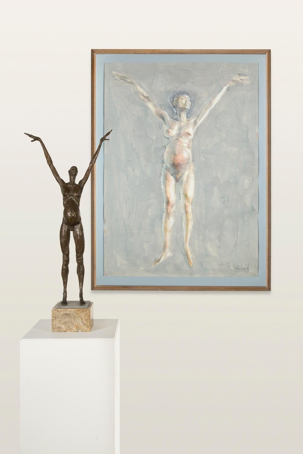 „Wise Virgin I (Celebration)“ Bronze-Skulptur, figürlich, nackt, junge weibliche Figur im Angebot 3