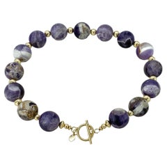 Artisan 14K Gold Fill Cape Amethyst Necklace, 21mm Stones, USA