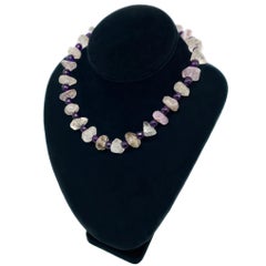 Artisan 15mm Moss Amethyst Beaded Necklace with Vermeil Clasp, USA