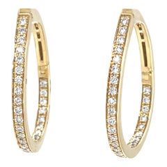 Pendientes artesanales de aro de diamantes de oro amarillo de 18k, 0,53 quilates, de Sarosi