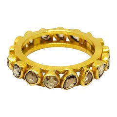 Artisan 22 Karat Yellow Gold Rose Cut Diamond Band Ring