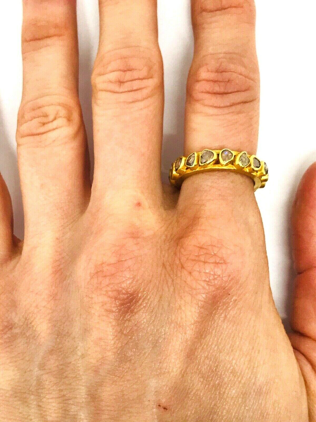 Artisan 22 Karat Yellow Gold Rose Cut Diamond Band Ring 2