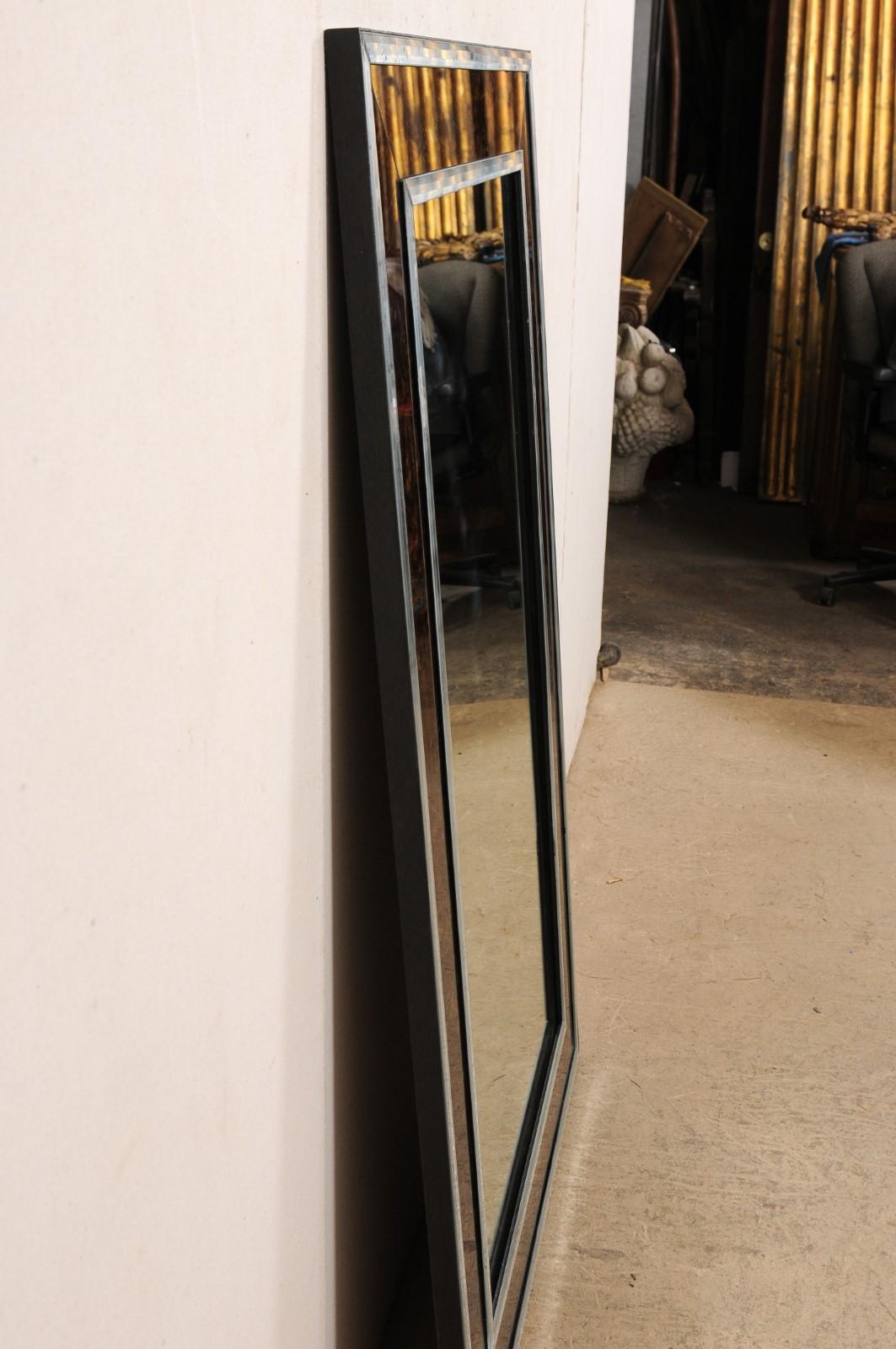 Artisan 5 Ft. Tall Mirror w/Tortoise Eglomisé Surround - Can Be Customized! For Sale 4