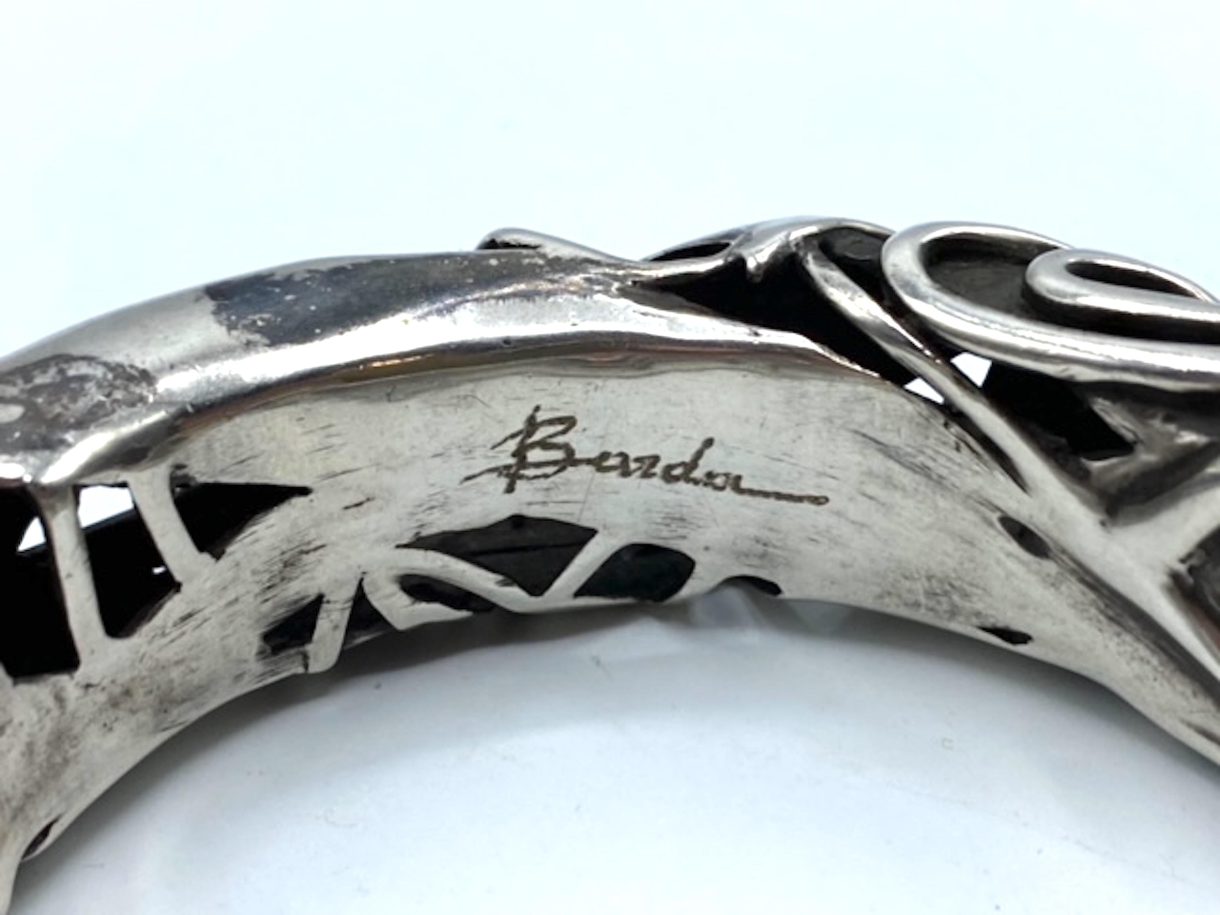 Artisan .930 Sterling Silver Abstract Brutalist Bracelet signed Barda In Good Condition In New York, NY
