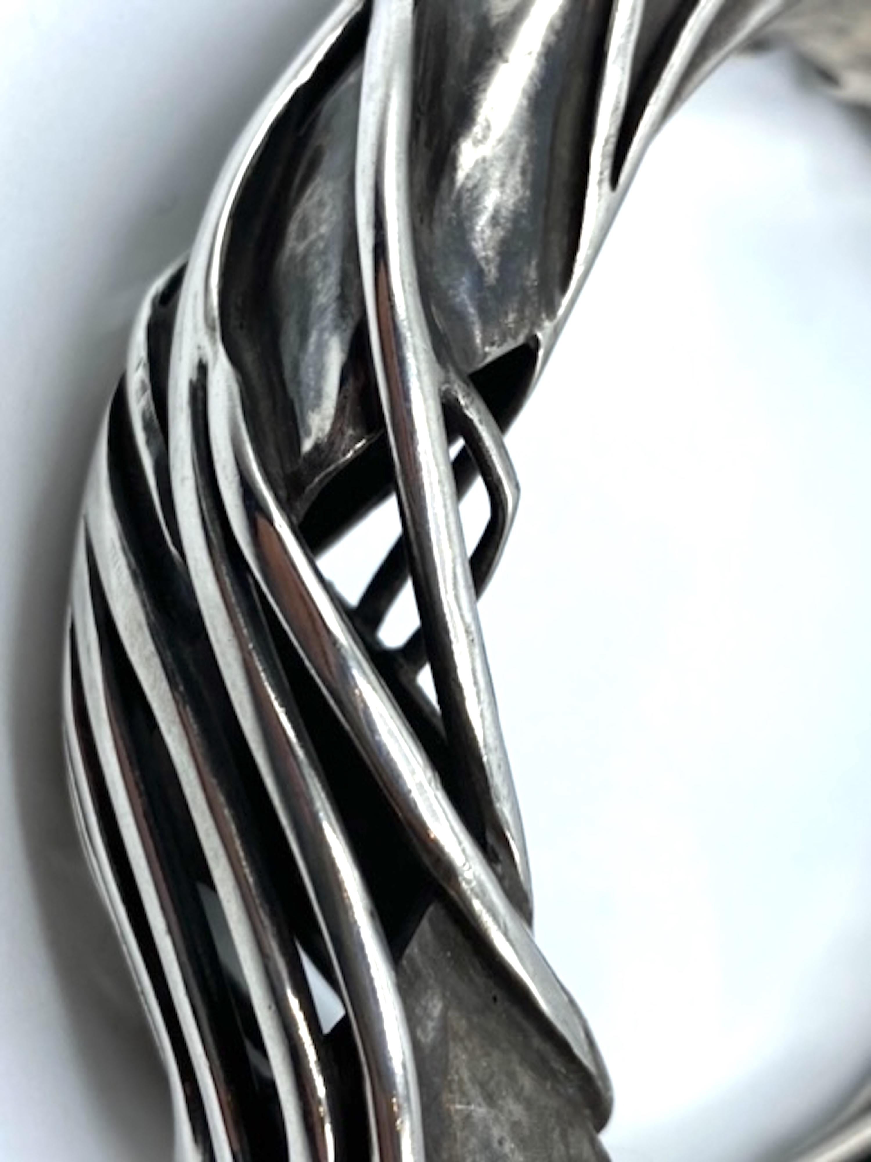 Women's or Men's Artisan .930 Sterling Silver Abstract Brutalist Bracelet signed Barda