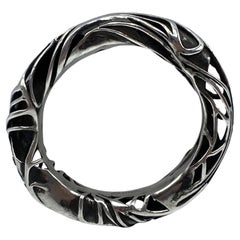 Artisan .930 Sterling Silver Abstract Brutalist Bracelet signed Barda