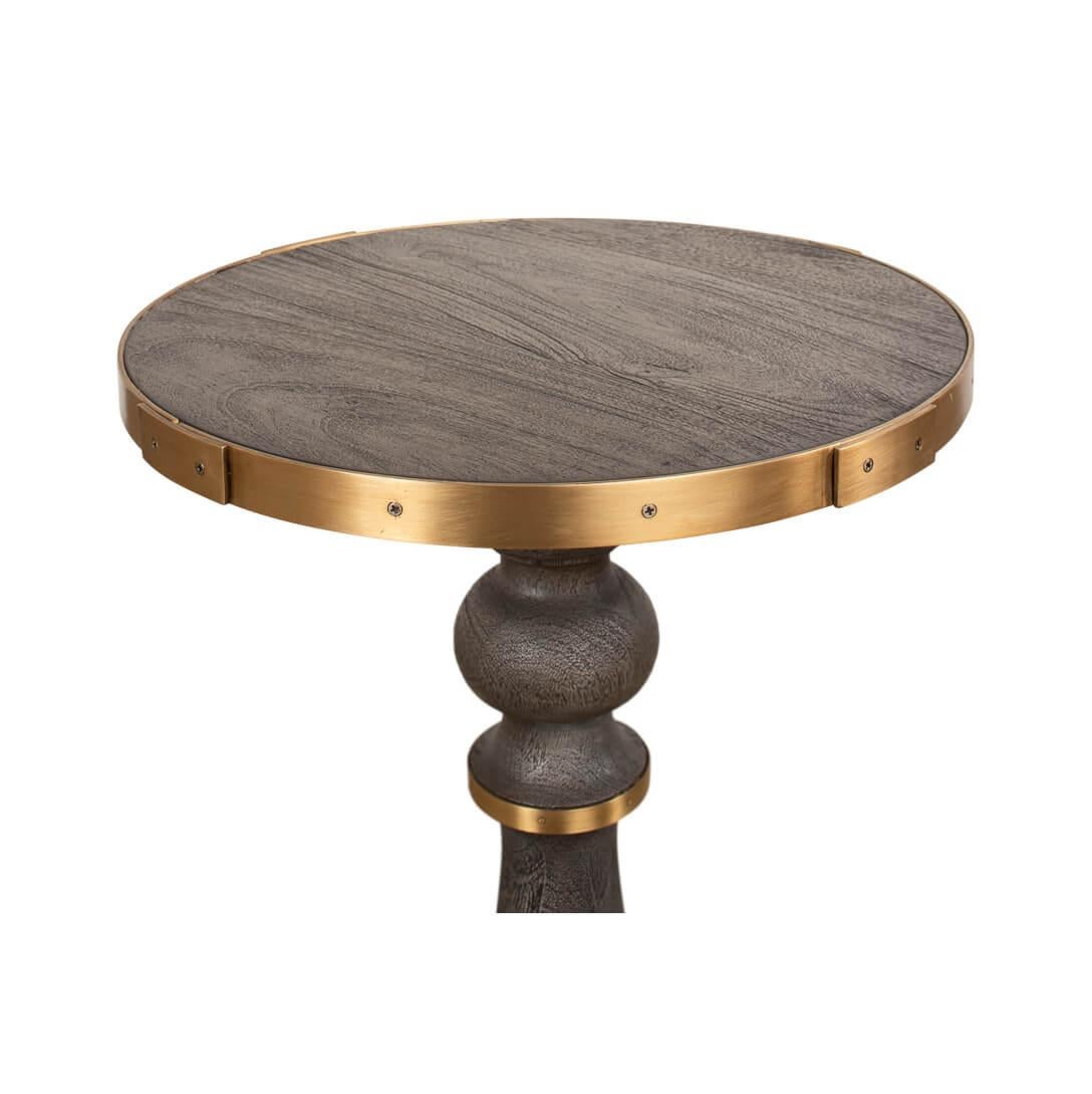 A true conversation starter with its unique 'wine goblet' silhouette and contrasting textures. The table's base, with its bulbous form and intricate wood grain, is finished in a deep, rich tone that highlights the natural beauty of the wood.

A