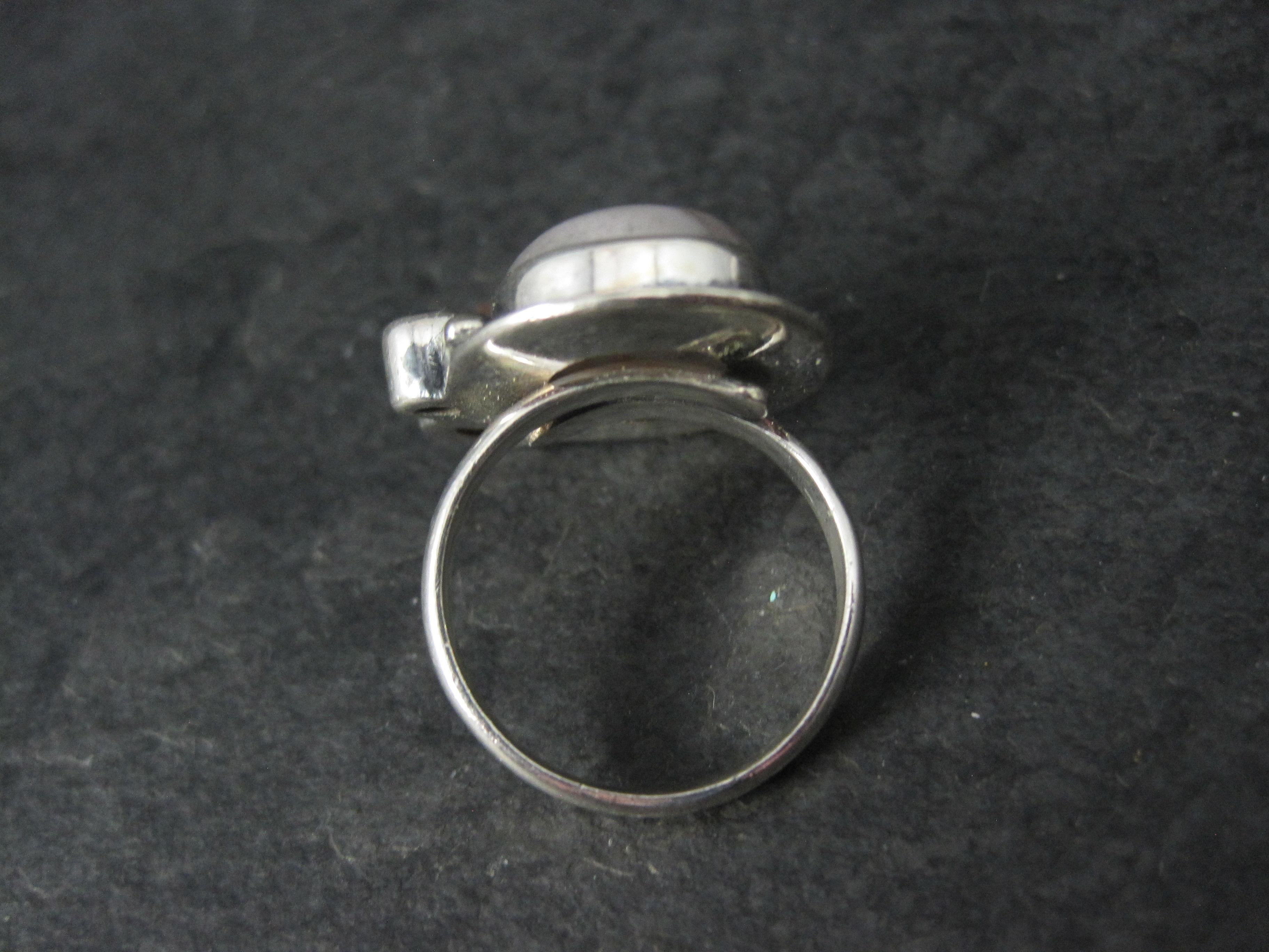 Donna Anello artigianale a fascia di agata, quarzo rosa e tormalina rosa A. Silver in vendita