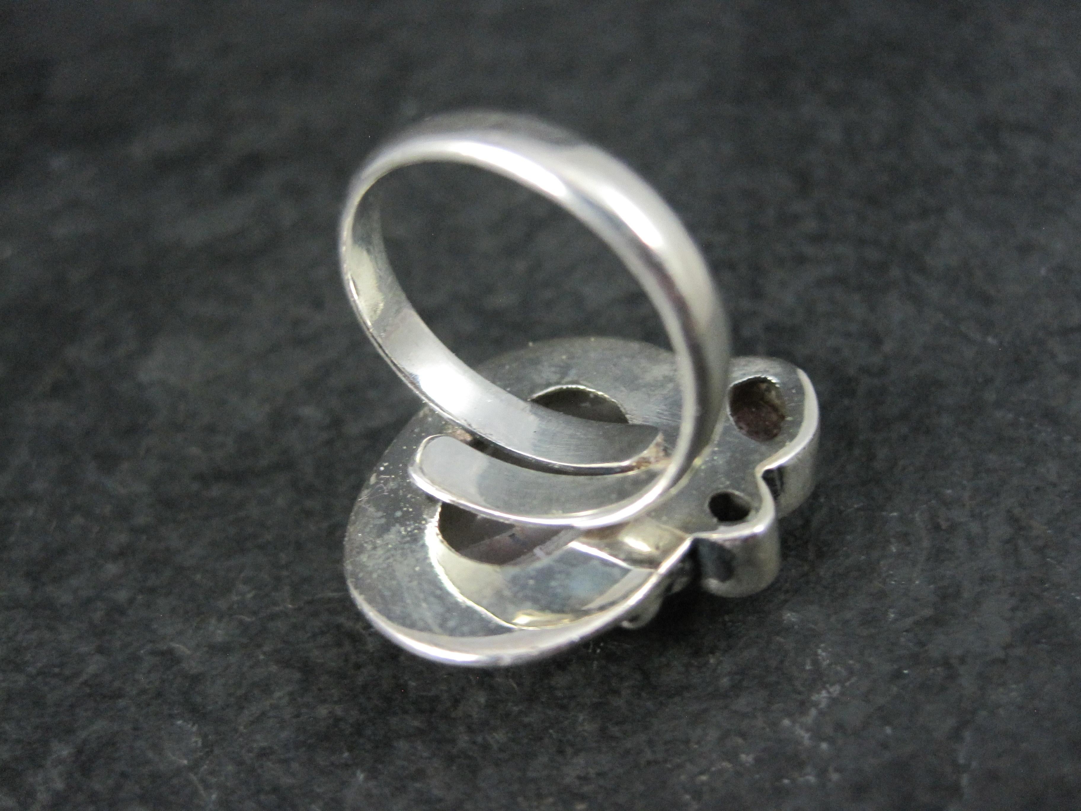 Anello artigianale a fascia di agata, quarzo rosa e tormalina rosa A. Silver in vendita 1