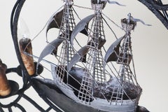 Artisan Blacksmith Work of a Sailing Ship Frigate in the Shap of a hanging lamp