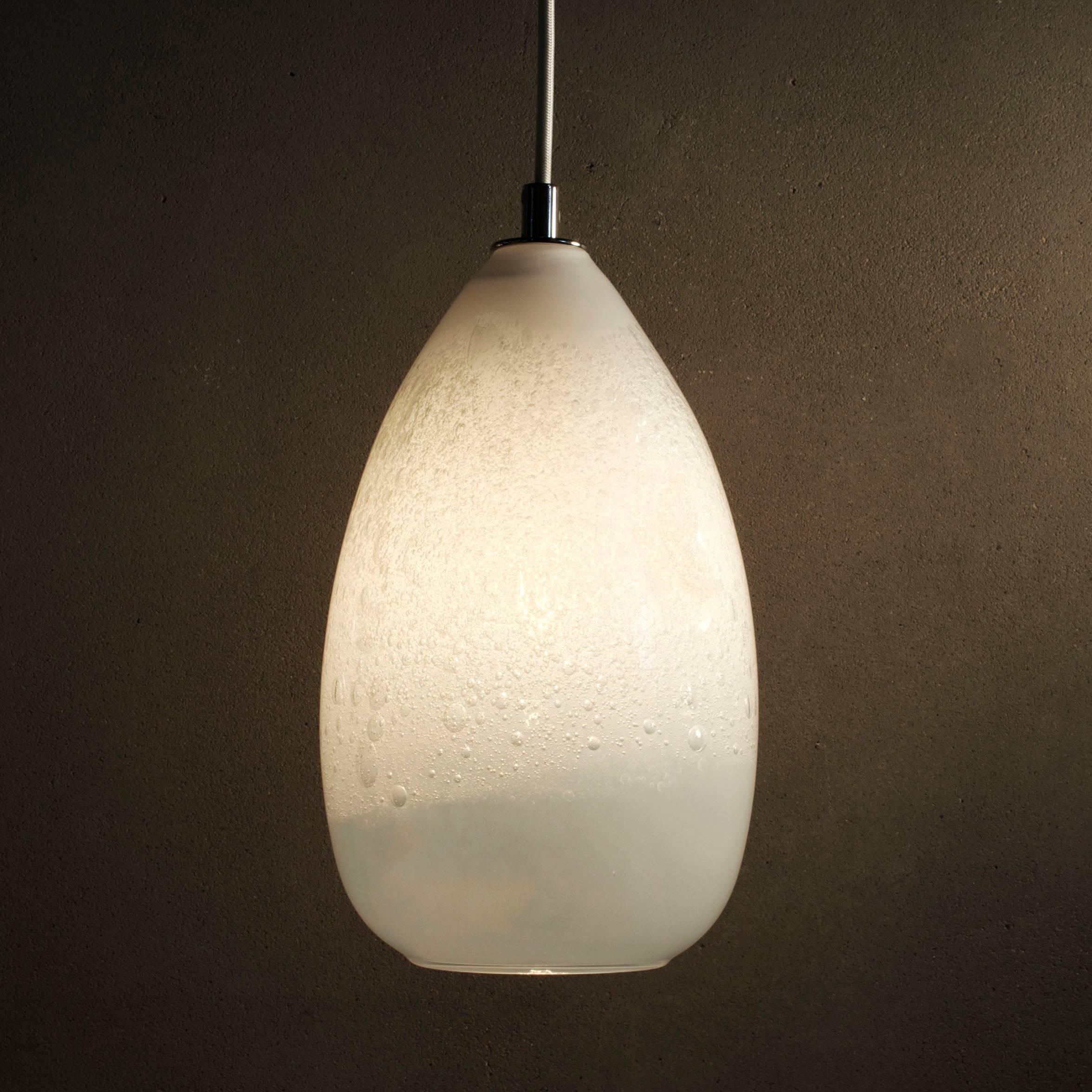 Mid-Century Modern Bubble Large Cone Opaline, Pendant Light, Hand Blown Glass - Made to Order For Sale