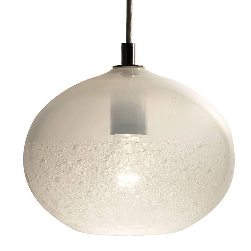 Alabaster White Ellipse Bubble Pendant, Hand Blown Glass - Made to Order