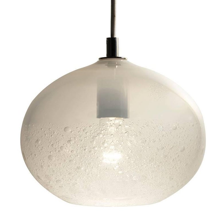 Artisan Blown Glass Shade • Alabaster Ellipse Bubble Pendant Made to
