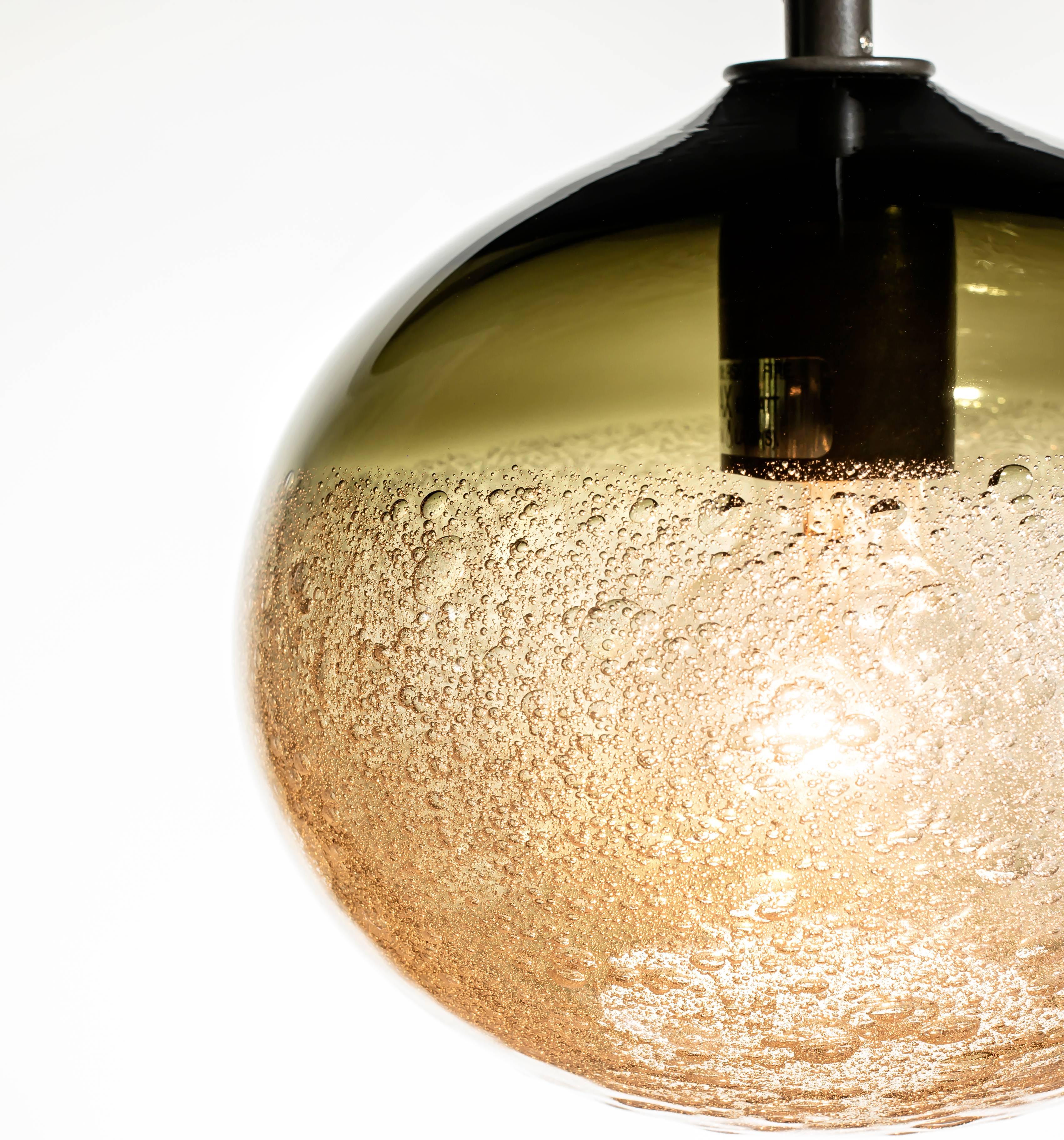 American Artisan Blown Glass Shade • Bronze Ellipse Bubble Pendant - Made to Order