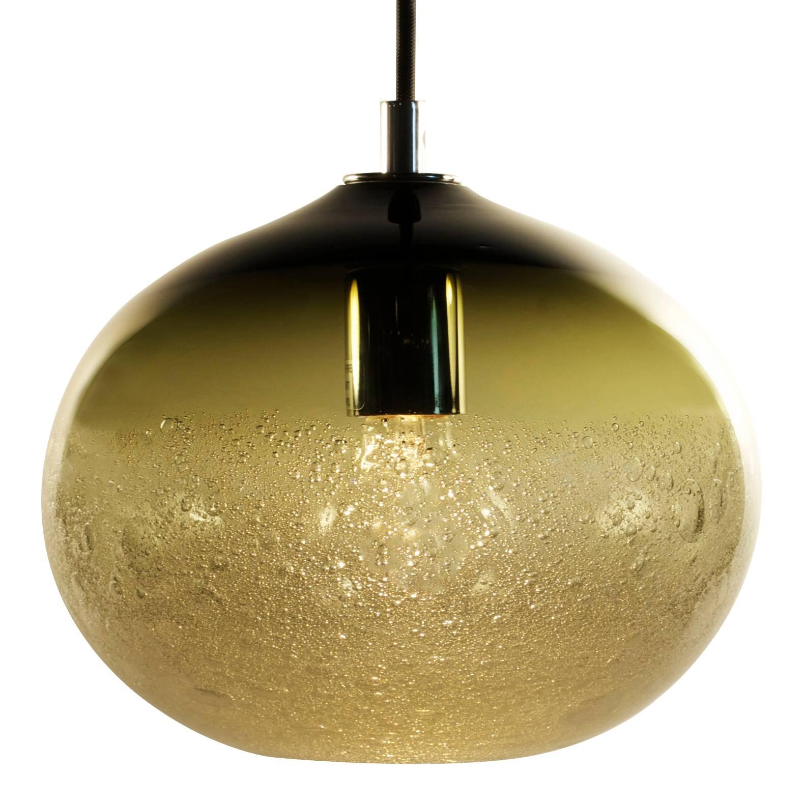 Artisan Blown Glass Shade • Bronze Ellipse Bubble Pendant - Made to Order