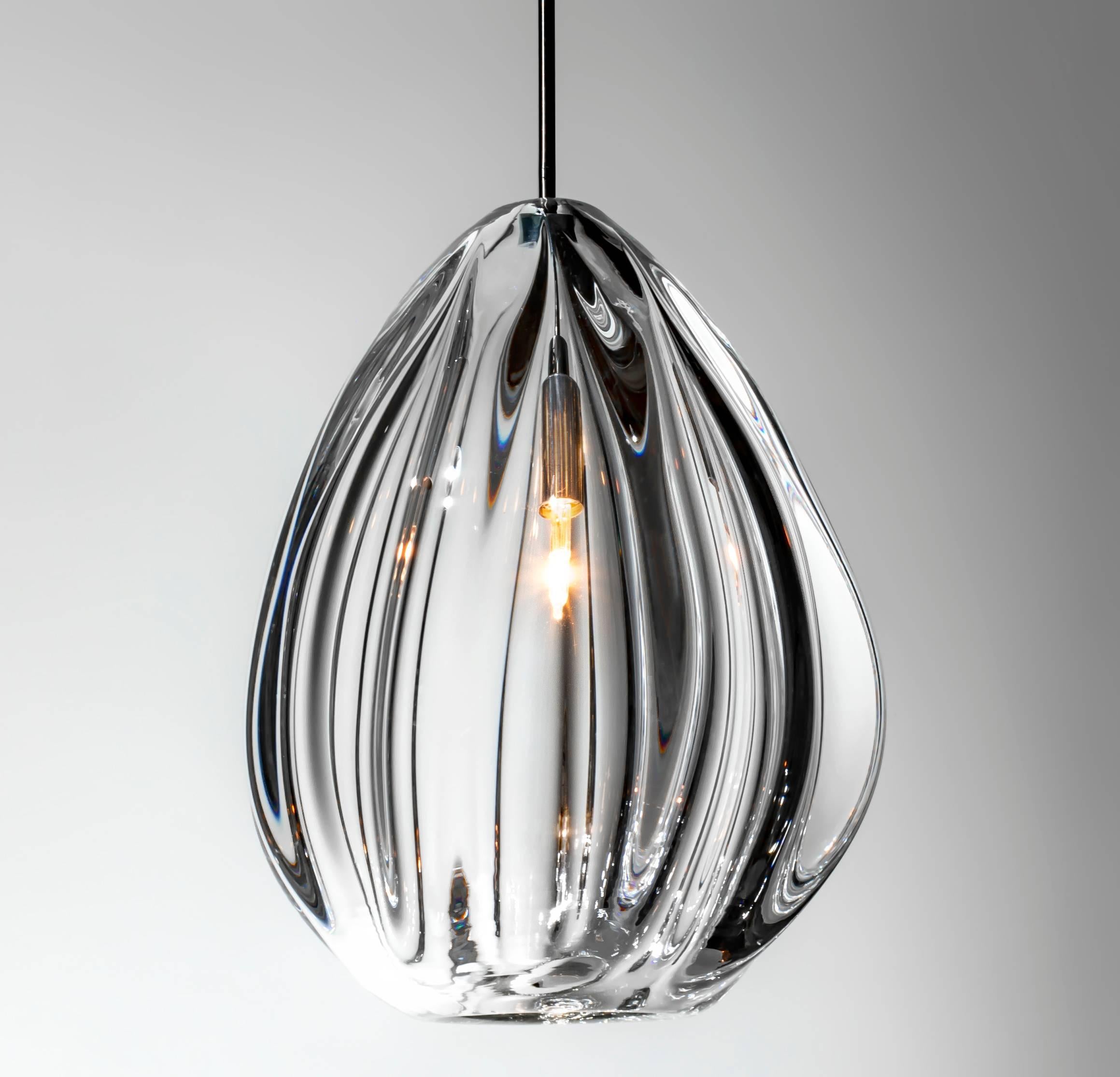 American Barnacle Small Cone Clear Pendant Light, Hand Blown Glass - Made to Order For Sale