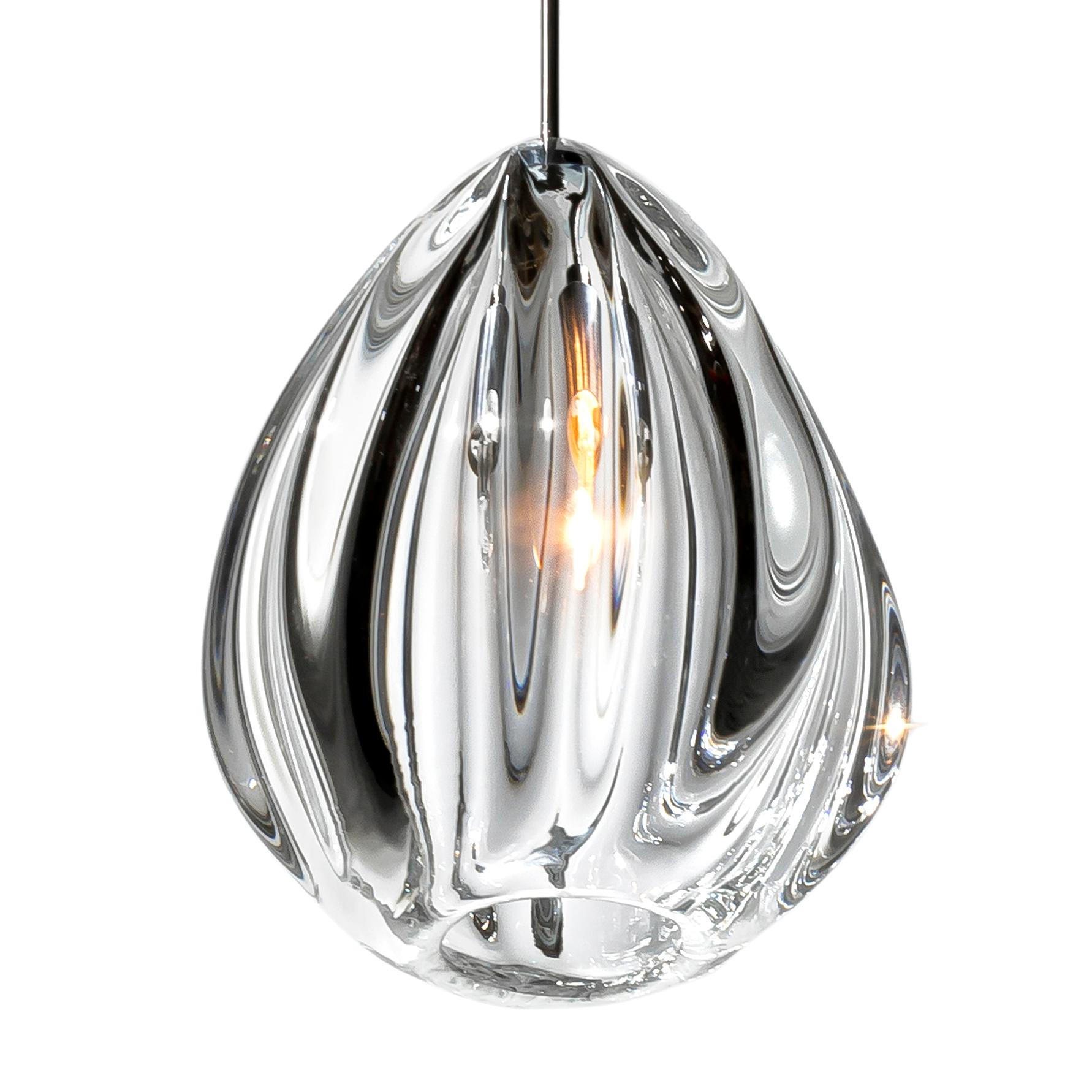 Barnacle Small Cone Clear Pendant Light, Hand Blown Glass - Made to Order