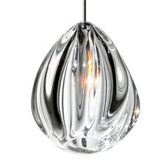 Petite lampe à suspension cône transparente Barnacle, verre soufflé à la main - Fabriqué sur commande