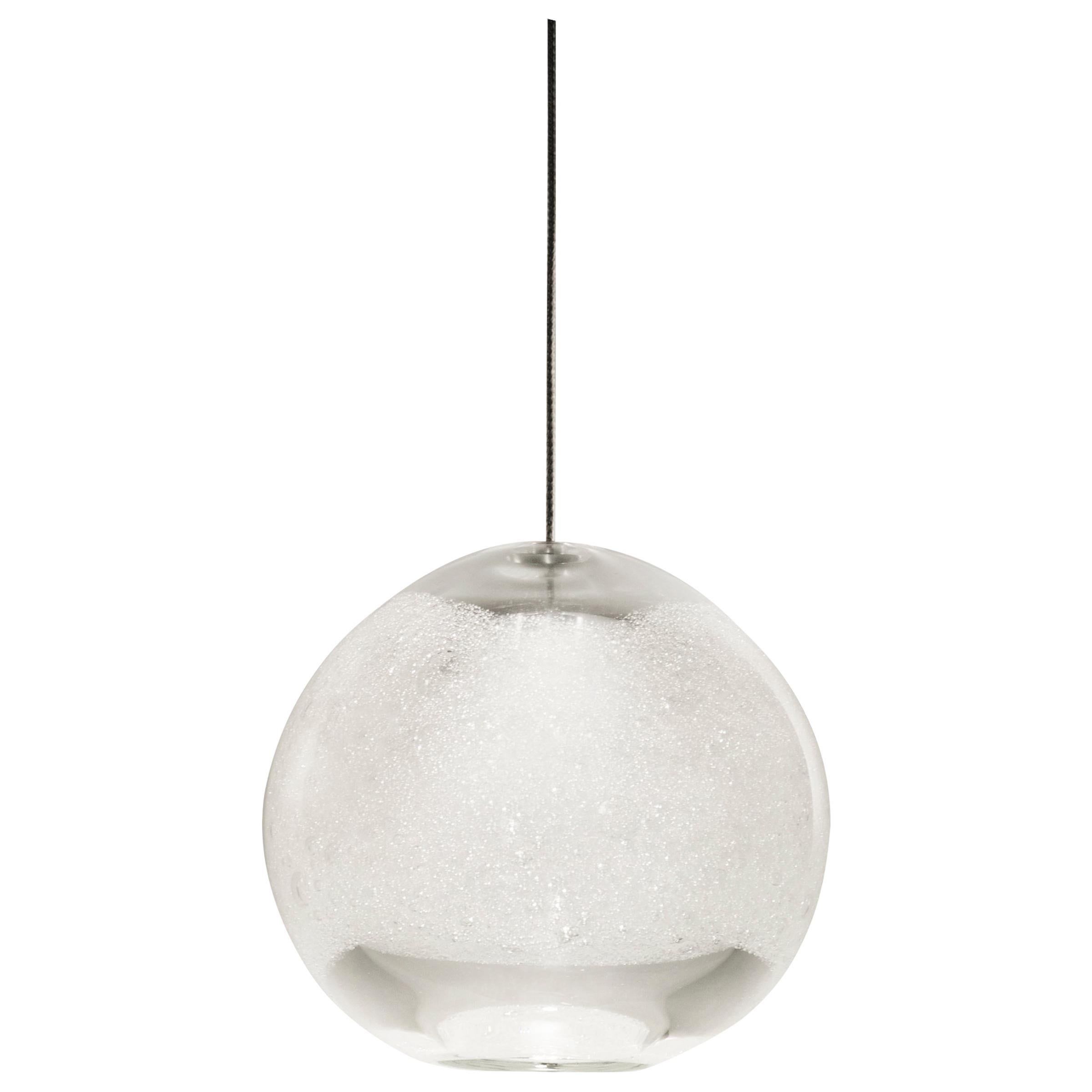 Small Orb Pendant Light, Hand Blown Clear Glass with Bubbles - Made to Order