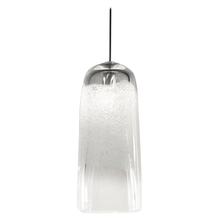 Artisan Blown Glass Shade • Clear Square Bubble Pendant Light, Made to
