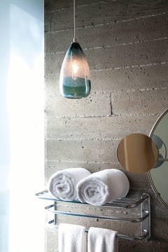 Bubble Large Cone Steel Grey Pendant Light, Hand Blown Glass - Made to Order