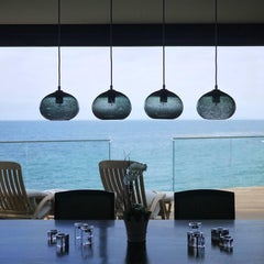 Grey Ellipse Bubble Pendant Light, Hand Blown Glass - Made to Order