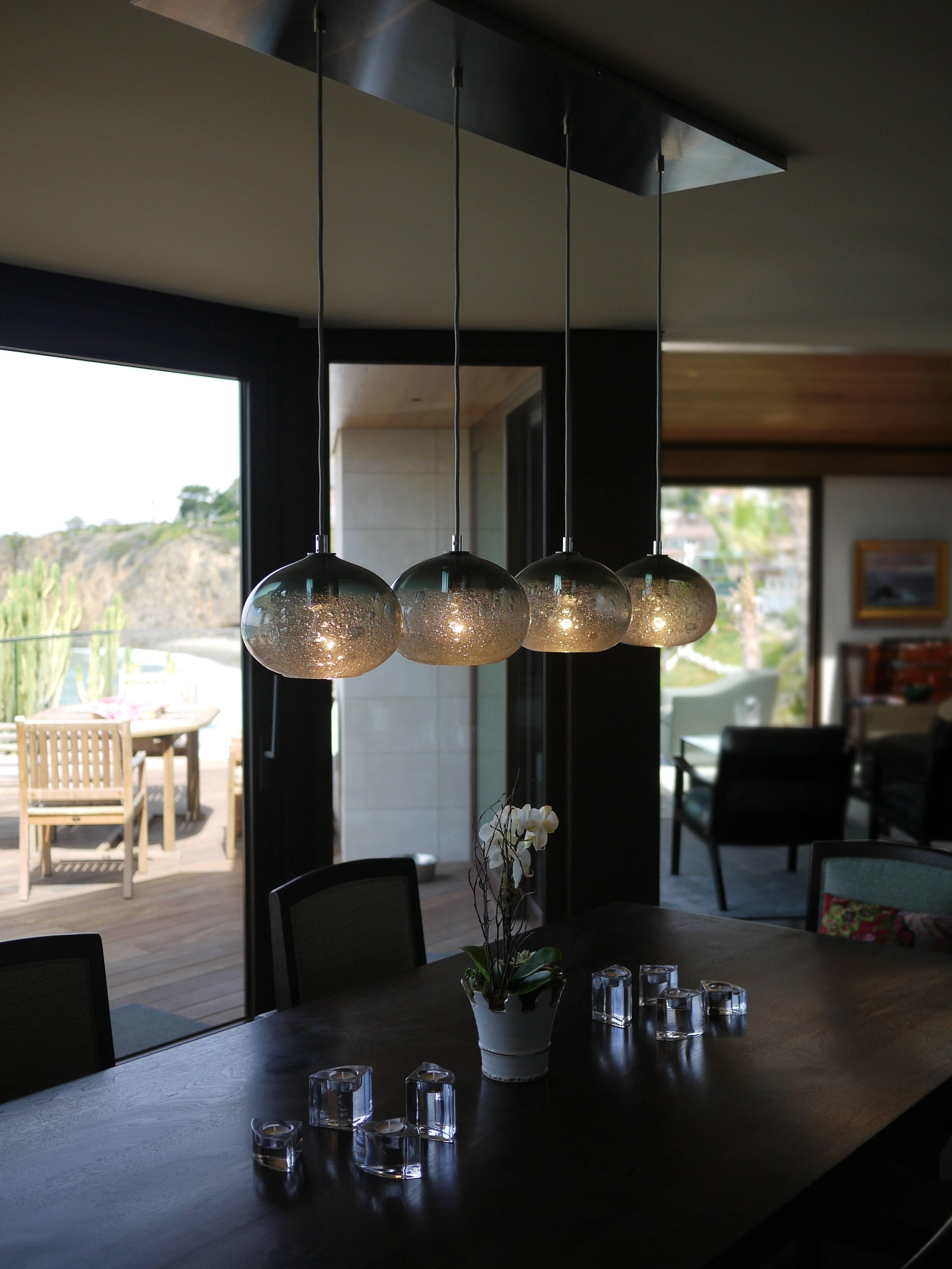 Mid-Century Modern Grey Ellipse Bubble Pendant Light, Hand Blown Glass - Made to Order For Sale