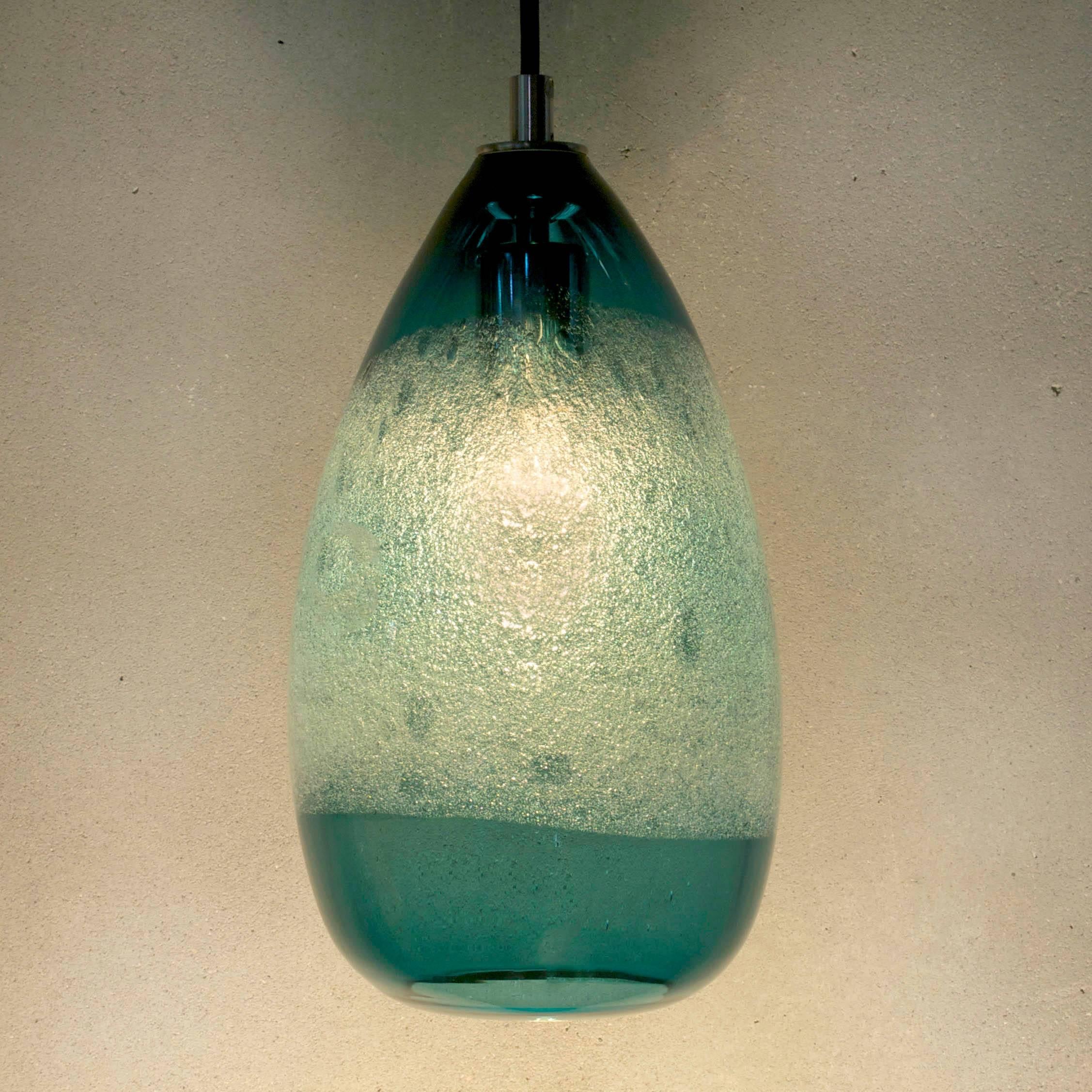 Steel Blue Cone Bubble Pendant • Hand Blown Glass • Made in USA
12