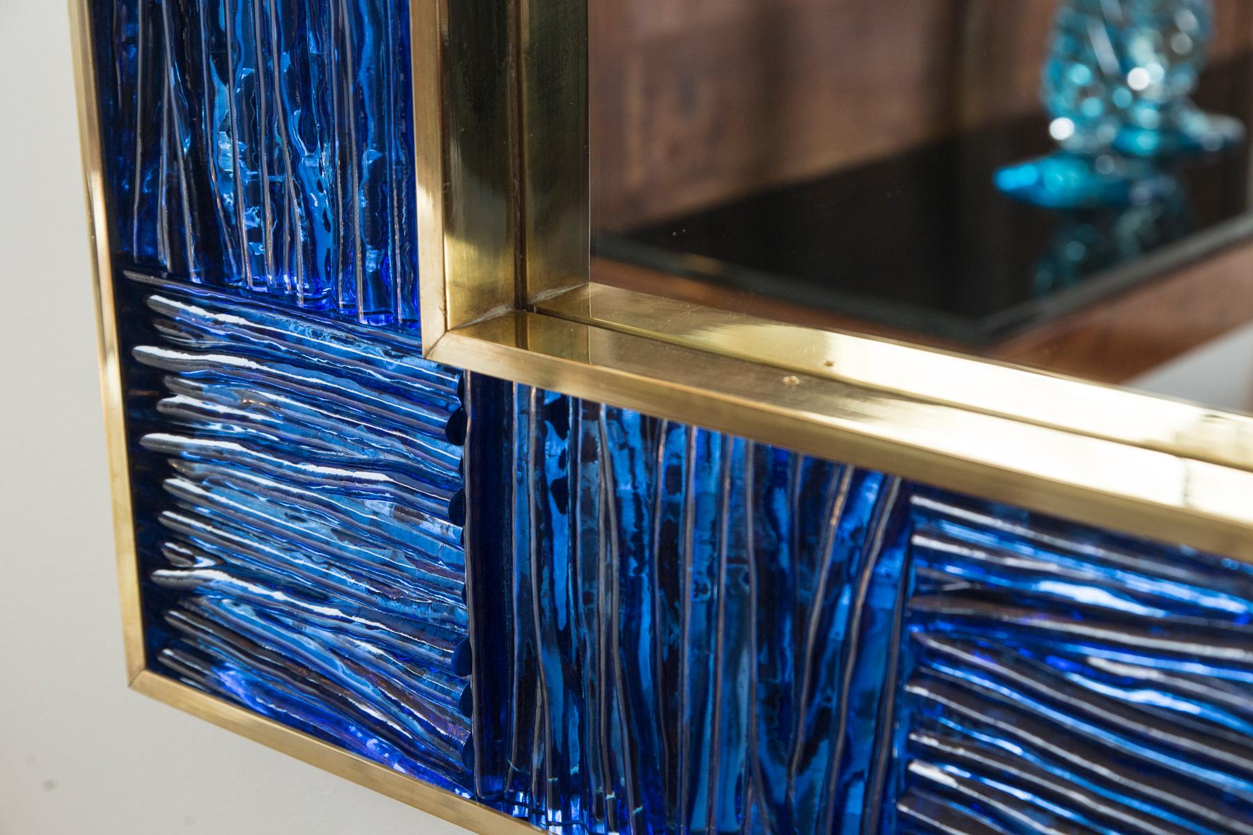 Italian Artisan Azur Blue Wave Mirror