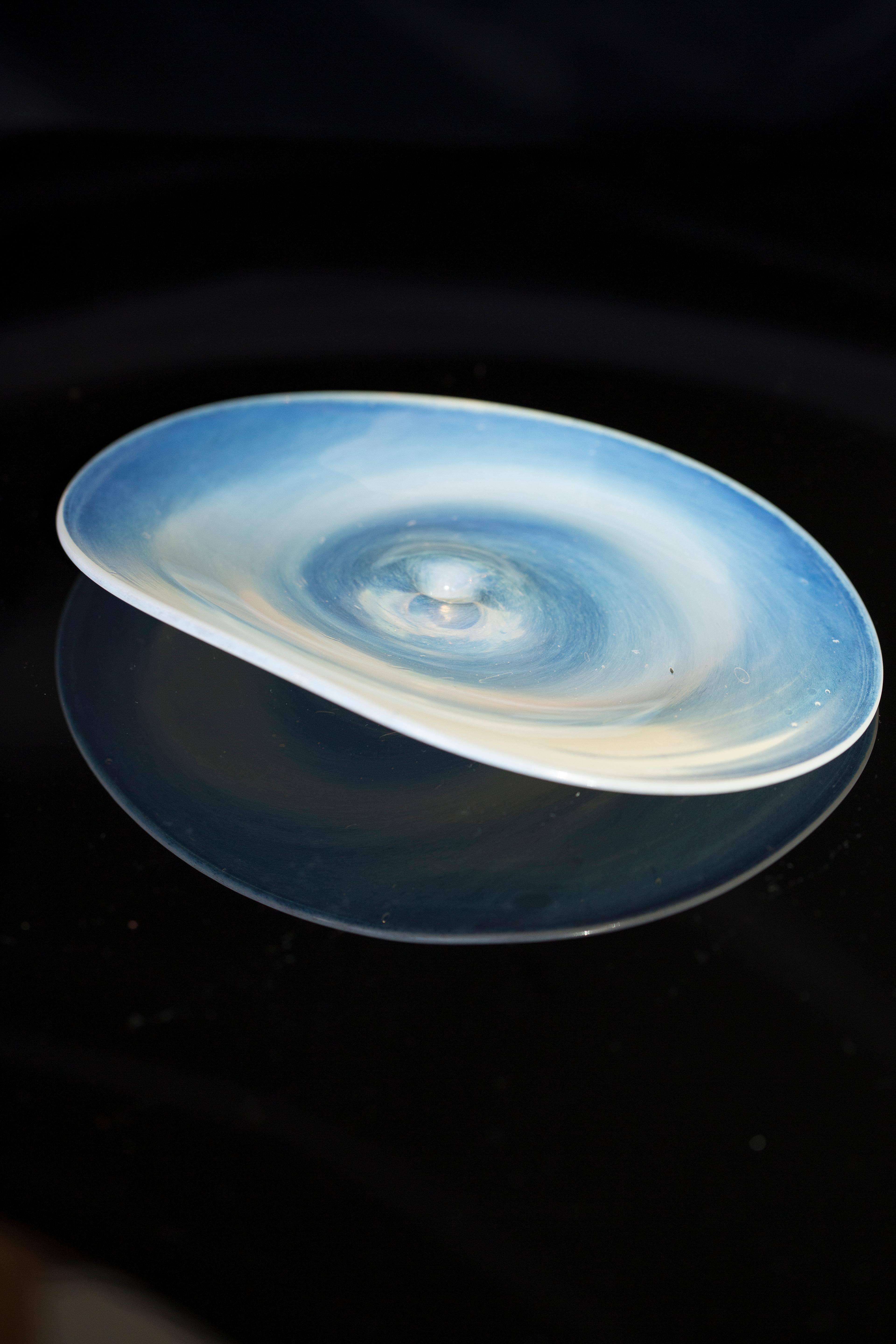 Lustre artisanal en verre de Murano bleu et blanc Design/One en vente 2