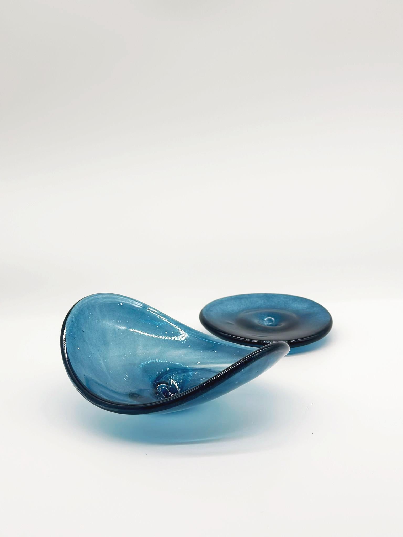Lustre artisanal en verre de Murano bleu et blanc Design/One en vente 4