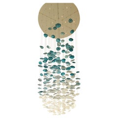 Lustre artisanal en verre de Murano bleu et blanc Design/One