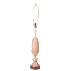 Artisan Blush Color Murano Glass Table Lamp with Avventurina, 1960s