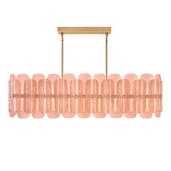 Artisan Blush Murano Glass Tile & Brass "Sparta" Chandelier