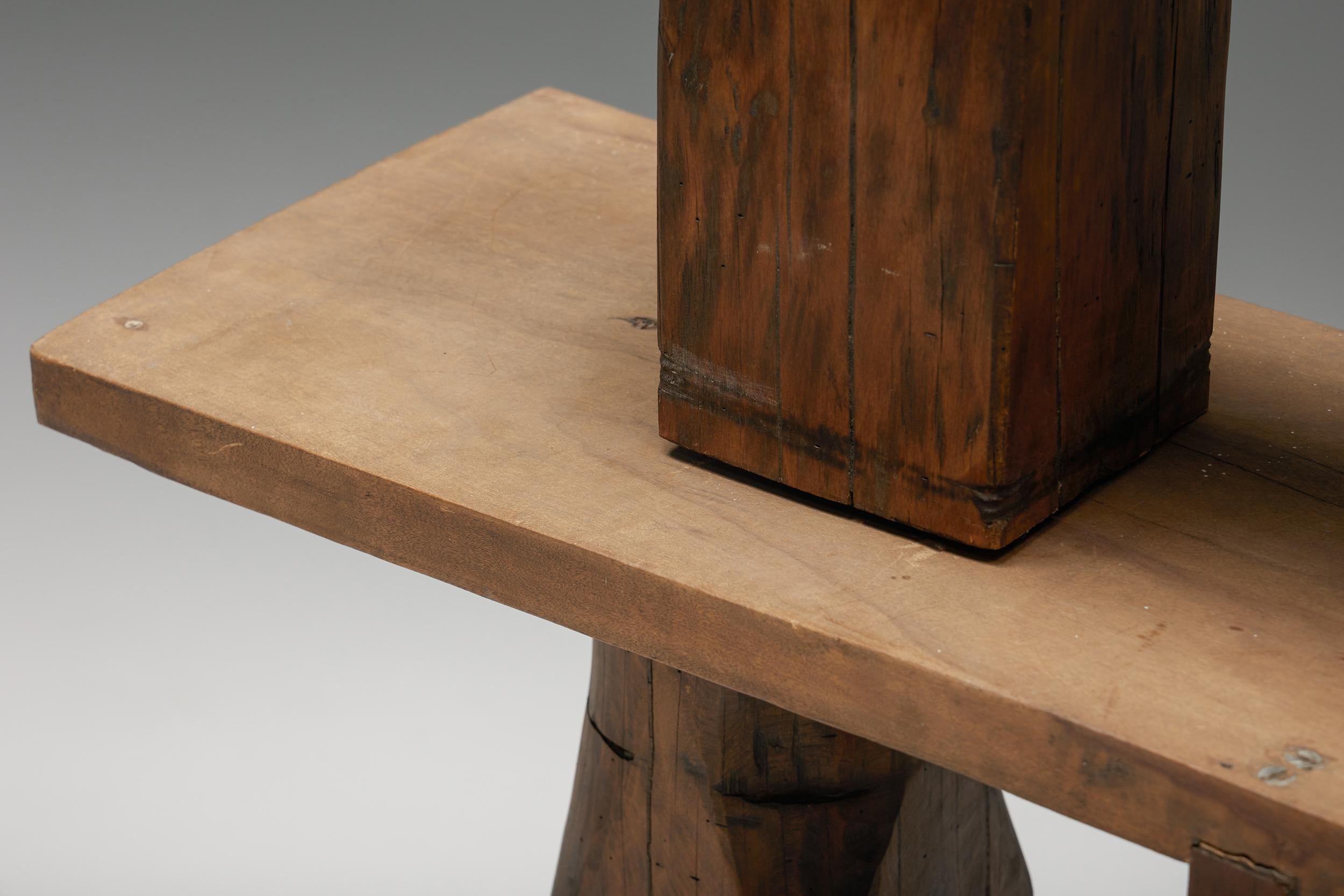 Artisan Bookshelf, Asymmetrical Room Divider Unit in Wood, 1950s 4