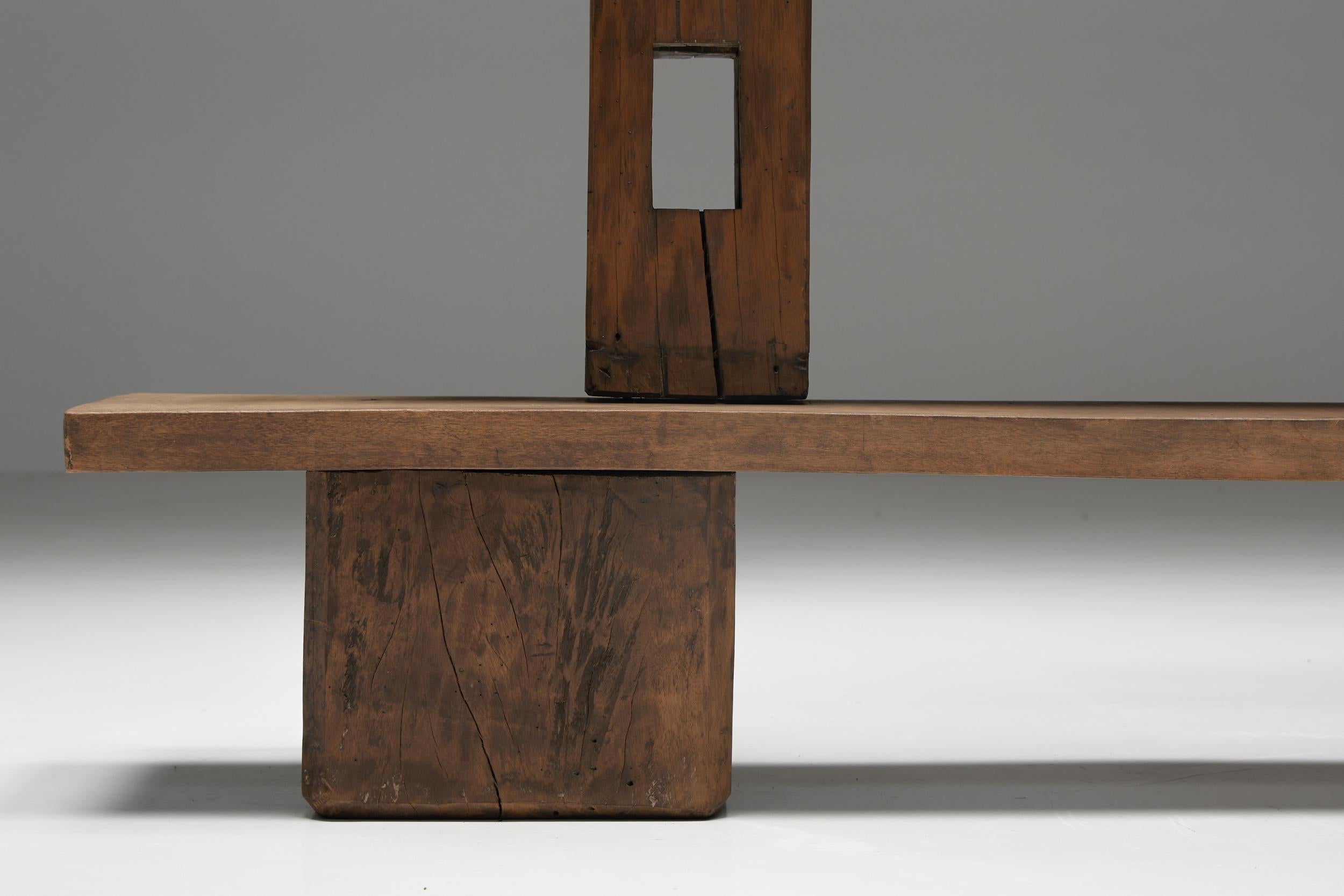 Artisan Bookshelf, Asymmetrical Room Divider Unit in Wood, 1950s 5