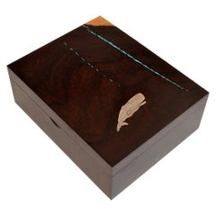 Artisan Box of Exotic Wood Turquoise and Silver by Larry Favorite