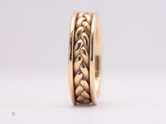 Artisan Braided 14k Yellow Gold Men's Wedding Band, 6.5mm, USA